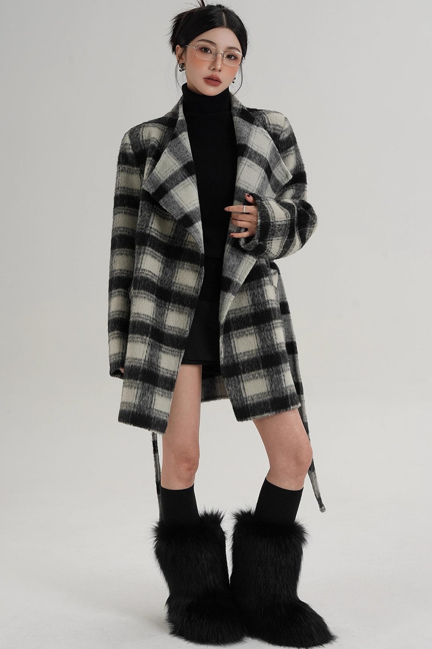 Elegant Plaid Wool Coat