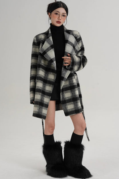 Elegant Plaid Wool Coat