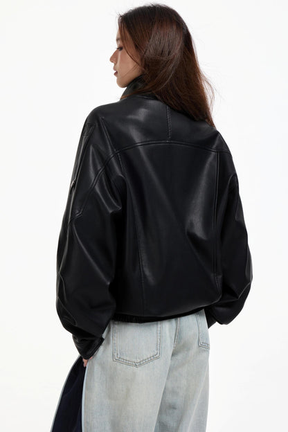 Leather Stand-Up Jacket
