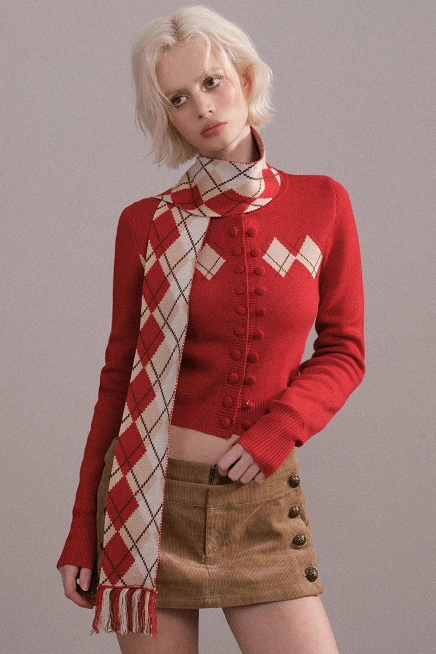 Slim-Fit Quilted Knit Sweater Set