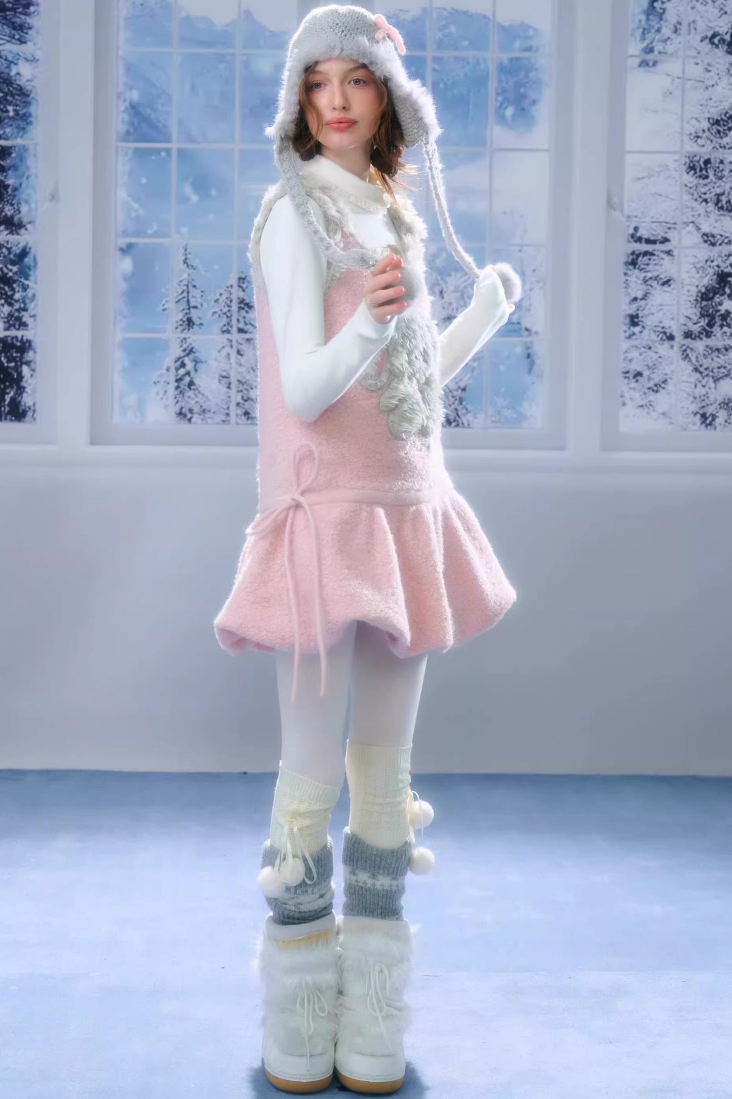 Pink Mist Plush Vest Dress