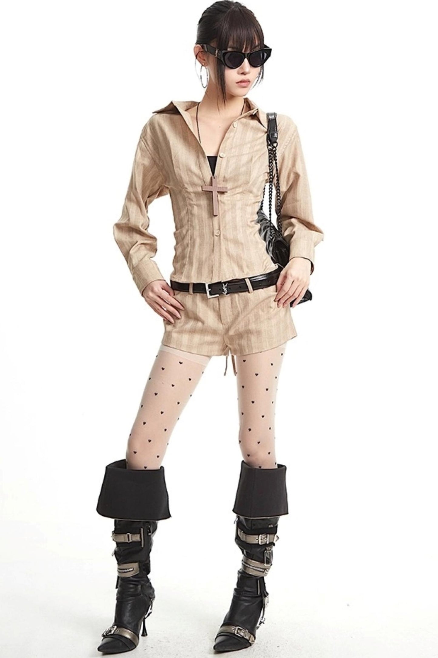 Vintage Pinched Waist Lapel Shirt Set-Up