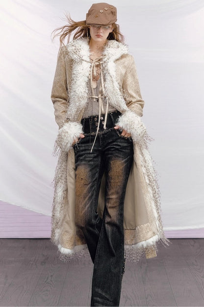 Vintage Distressed Denim Flared Pants