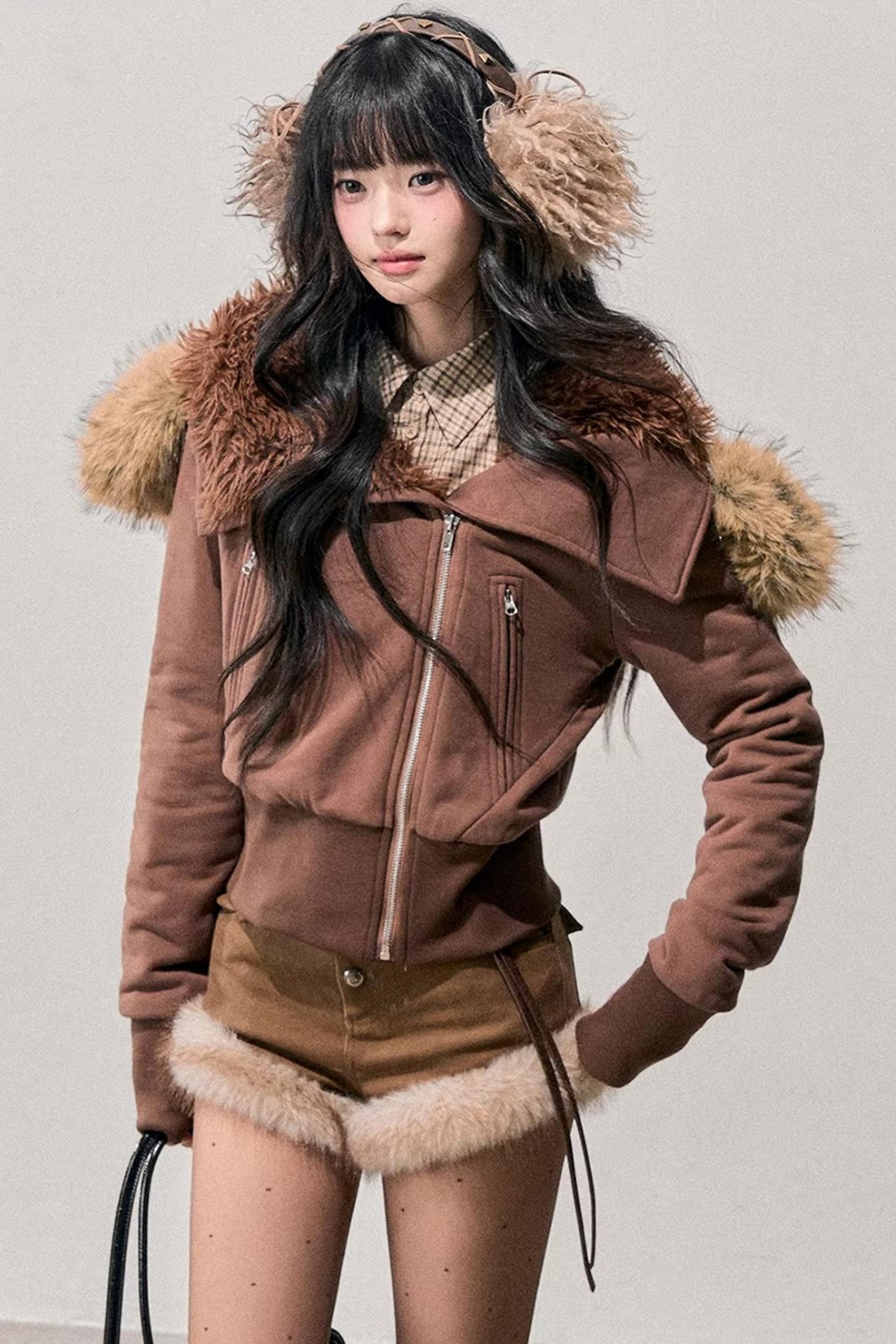 Korean Faux Fur Wide-Leg Pants