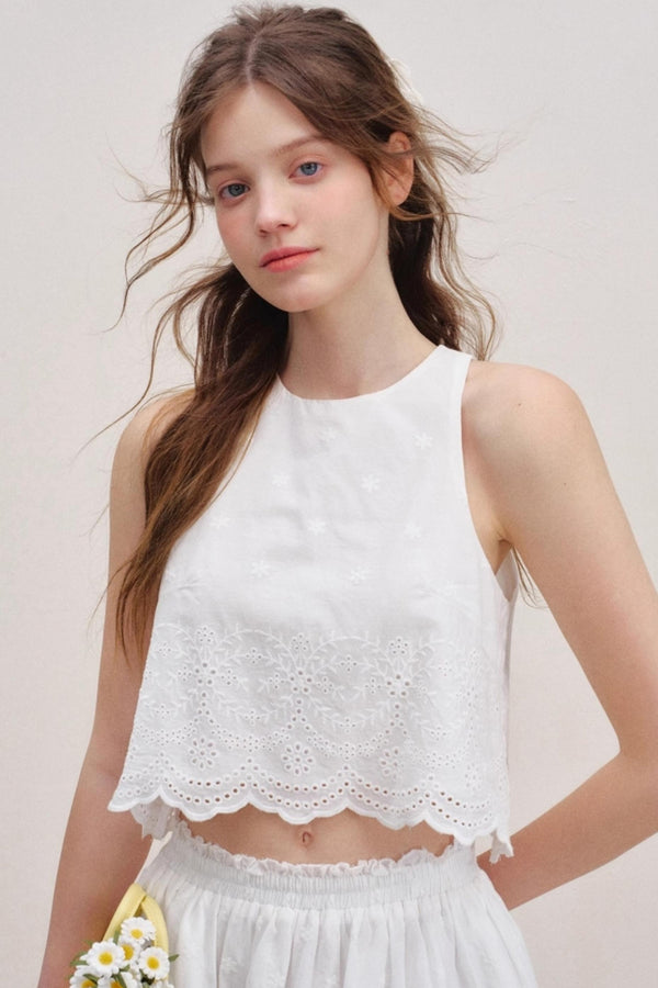 White Lace Halter Vest