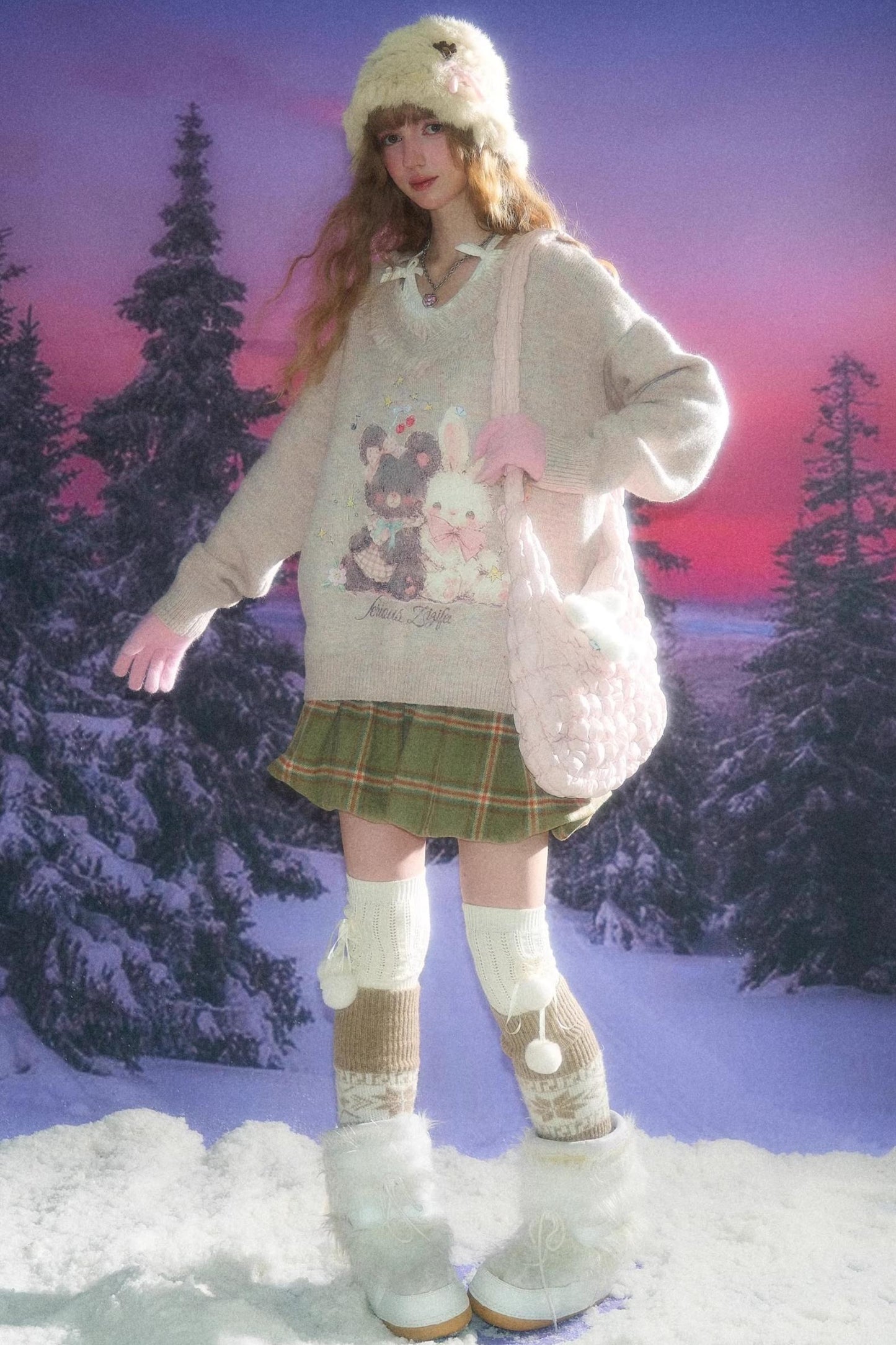 Autumn Apricot V-Neck Sweater