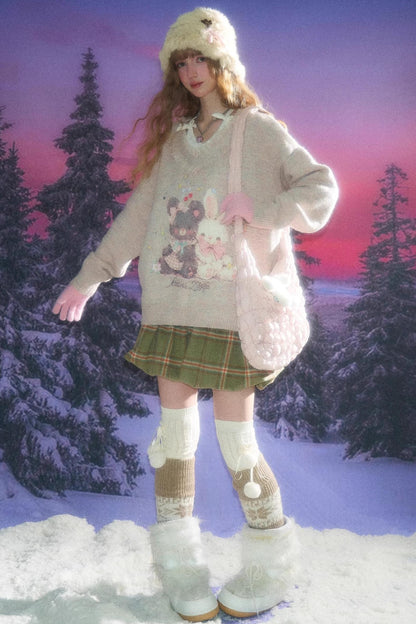 Autumn Apricot V-Neck Sweater