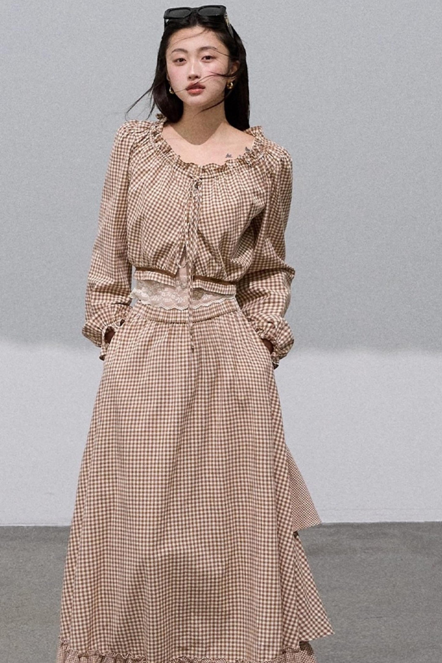 Preppy Cotton Strappy Cake Skirt Set-Up