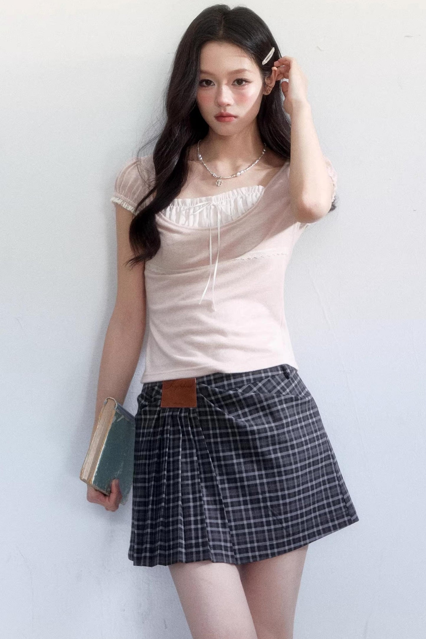 Sweet Retro Plaid Skirt Suit Set-Up