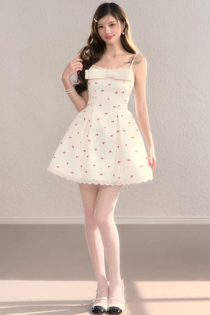 Bow Print Strap Dress