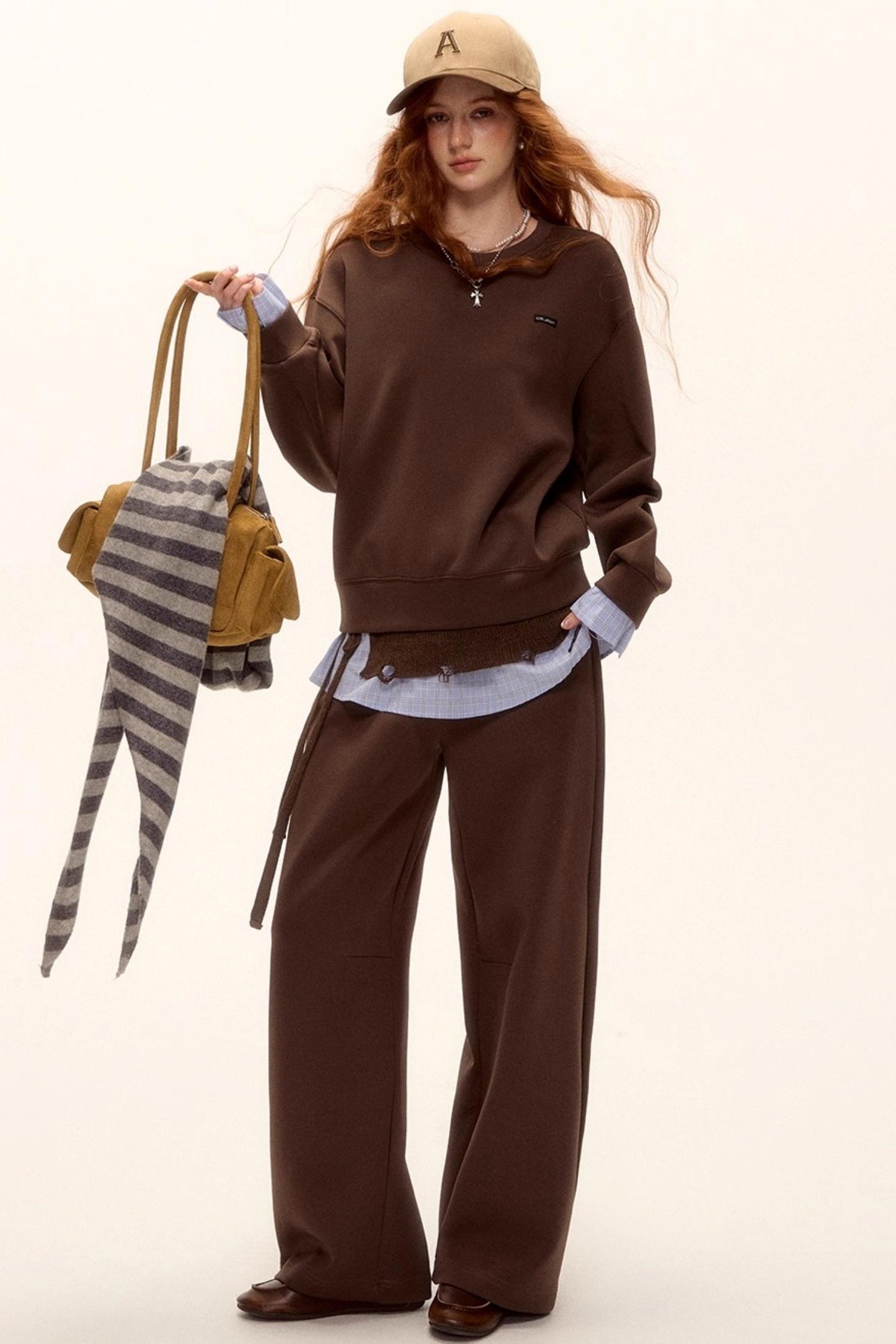 Plaid Patchwork Knit Sweater Set-Up