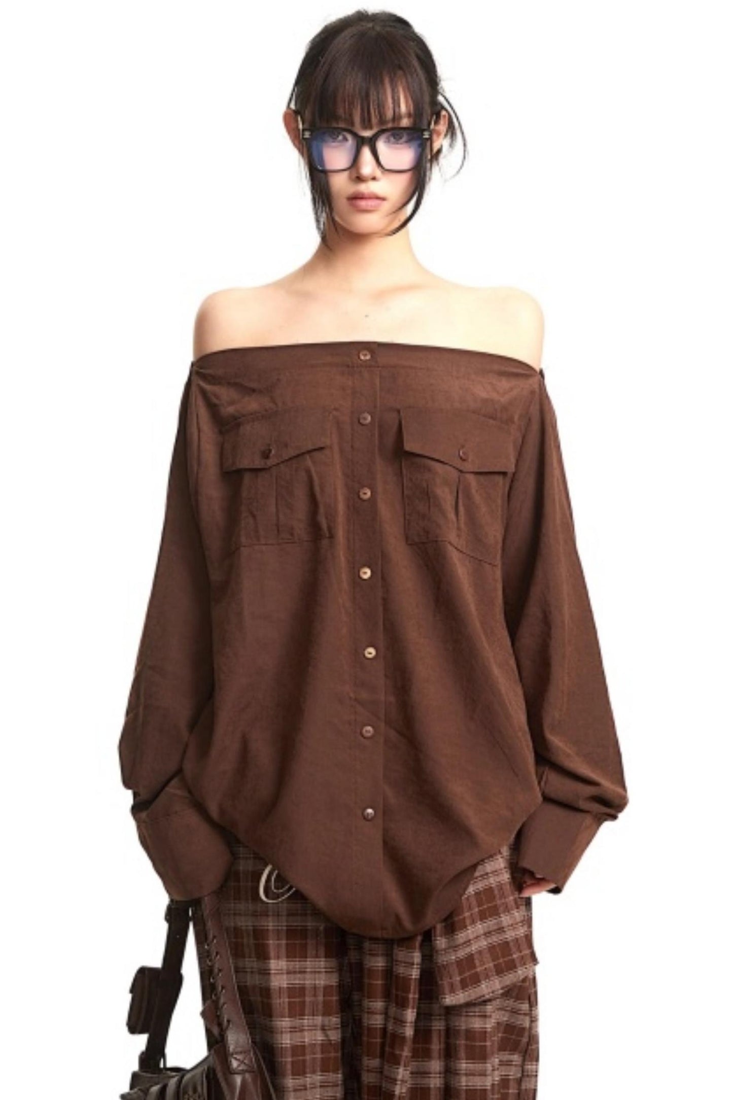 Retro Lazy Style One-Shoulder Top