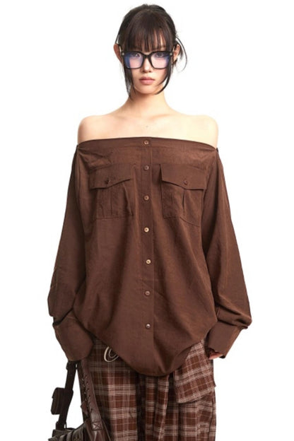 Retro Lazy Style One-Shoulder Top