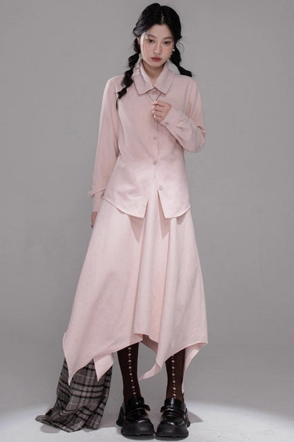 Berry Purple Chimney Collar Shirt Set-Up