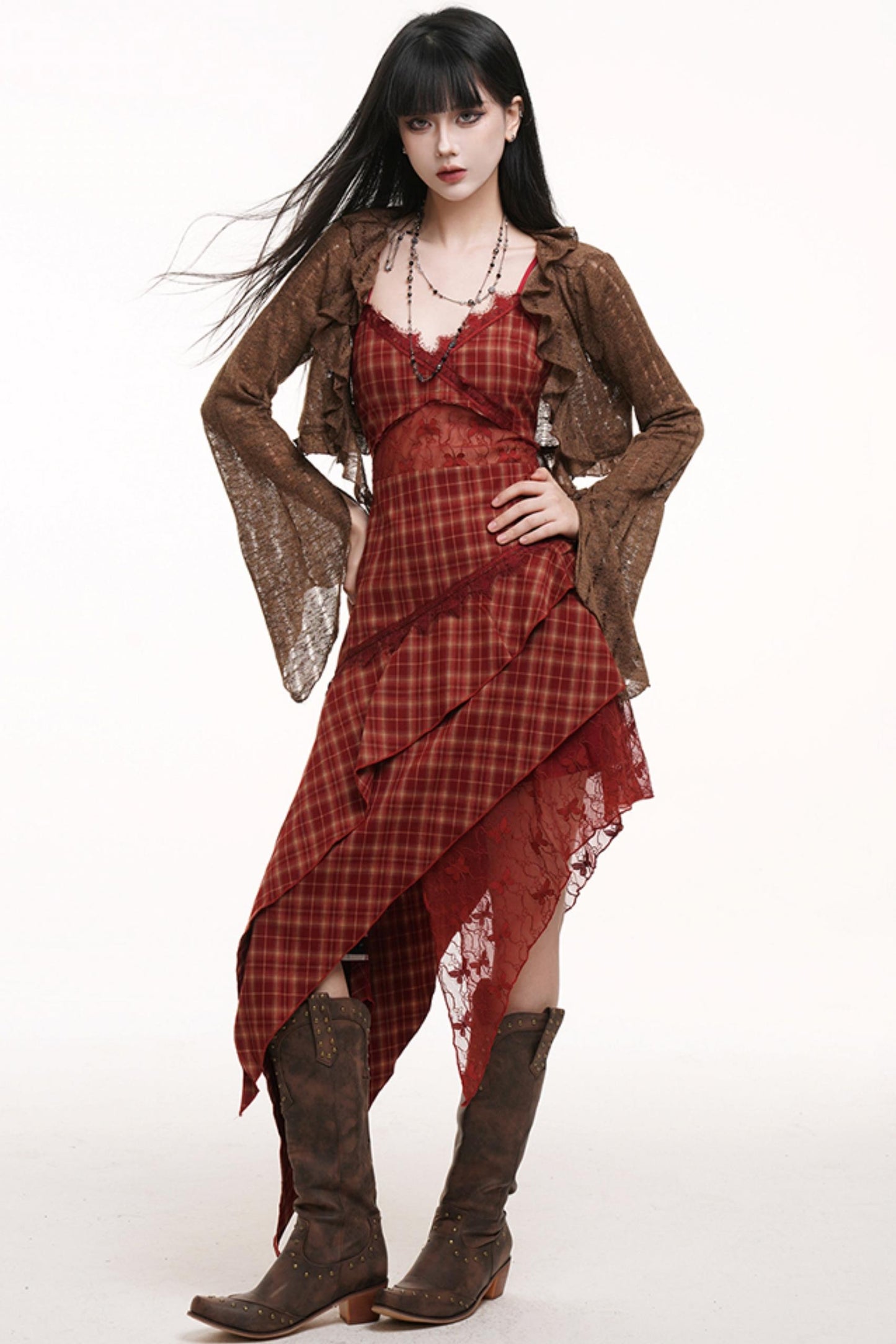 Pink Plaid Halter Dress