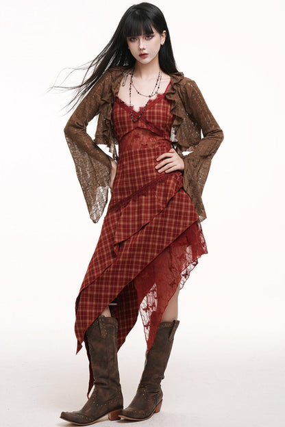 Pink Plaid Halter Dress