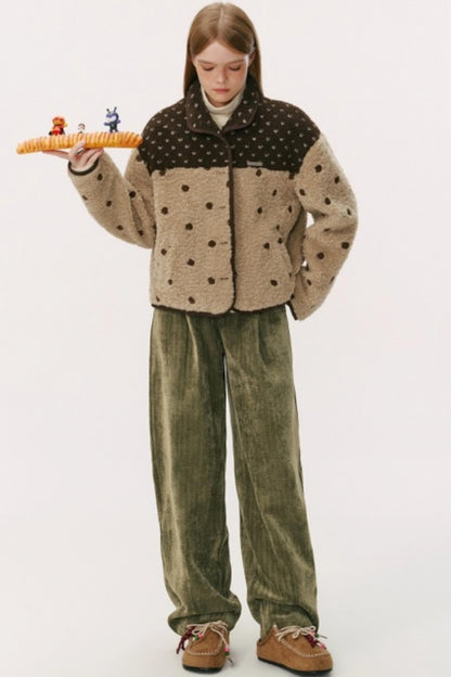 Lambswool Polka Dot Patchwork Jacket