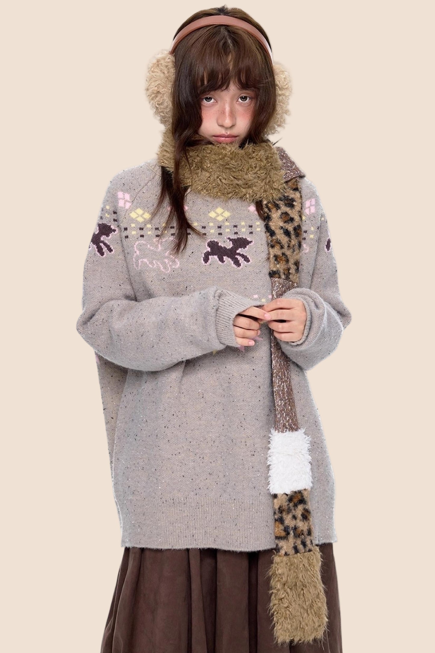 Vintage Fair Isle Loose Knit Sweater