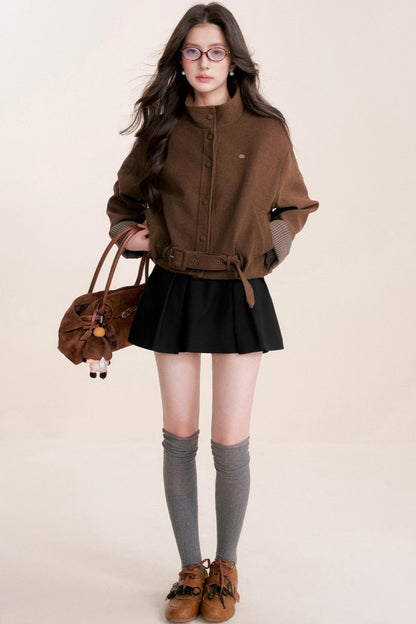 Caramel Check Woolen Jacket