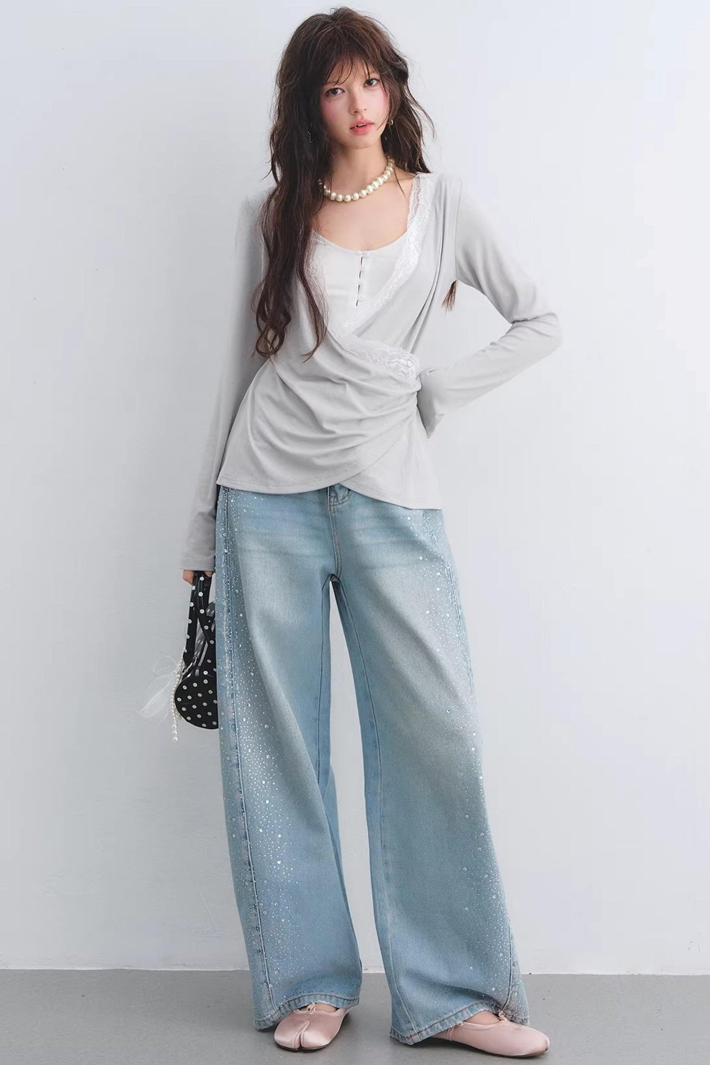 Lyocell Rhinestone Scimitar Pants