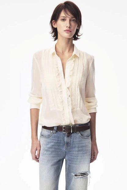 Lyocell Lace Pleated Shirt