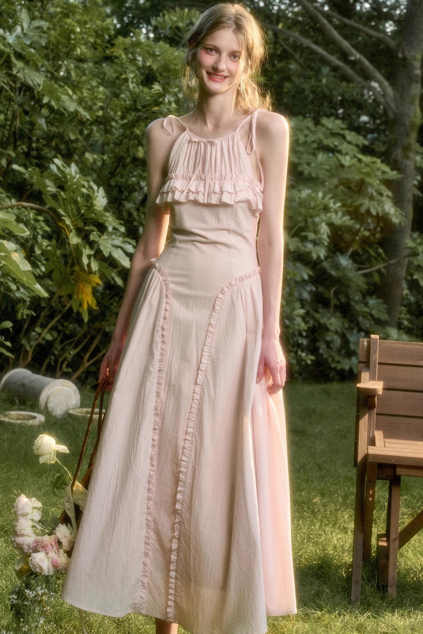 Rose Sea Halterneck Long Skirt