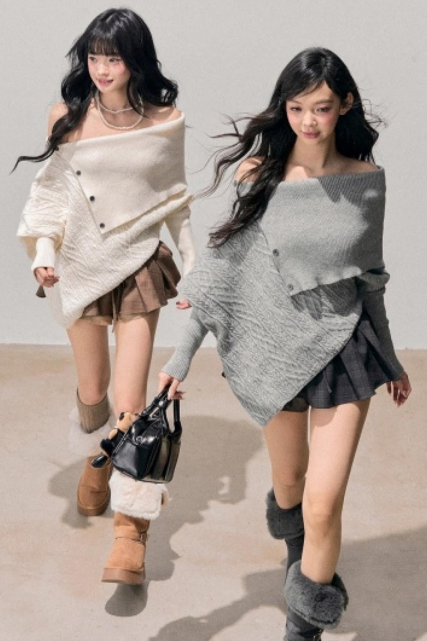 Asymmetrical French Cable Sweater