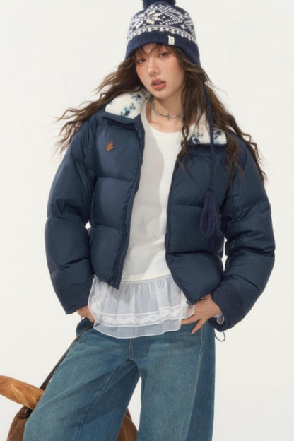Fur Collar Patchwork Short down Jacket