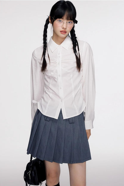 Nap Pleated Slim Spring Shirt