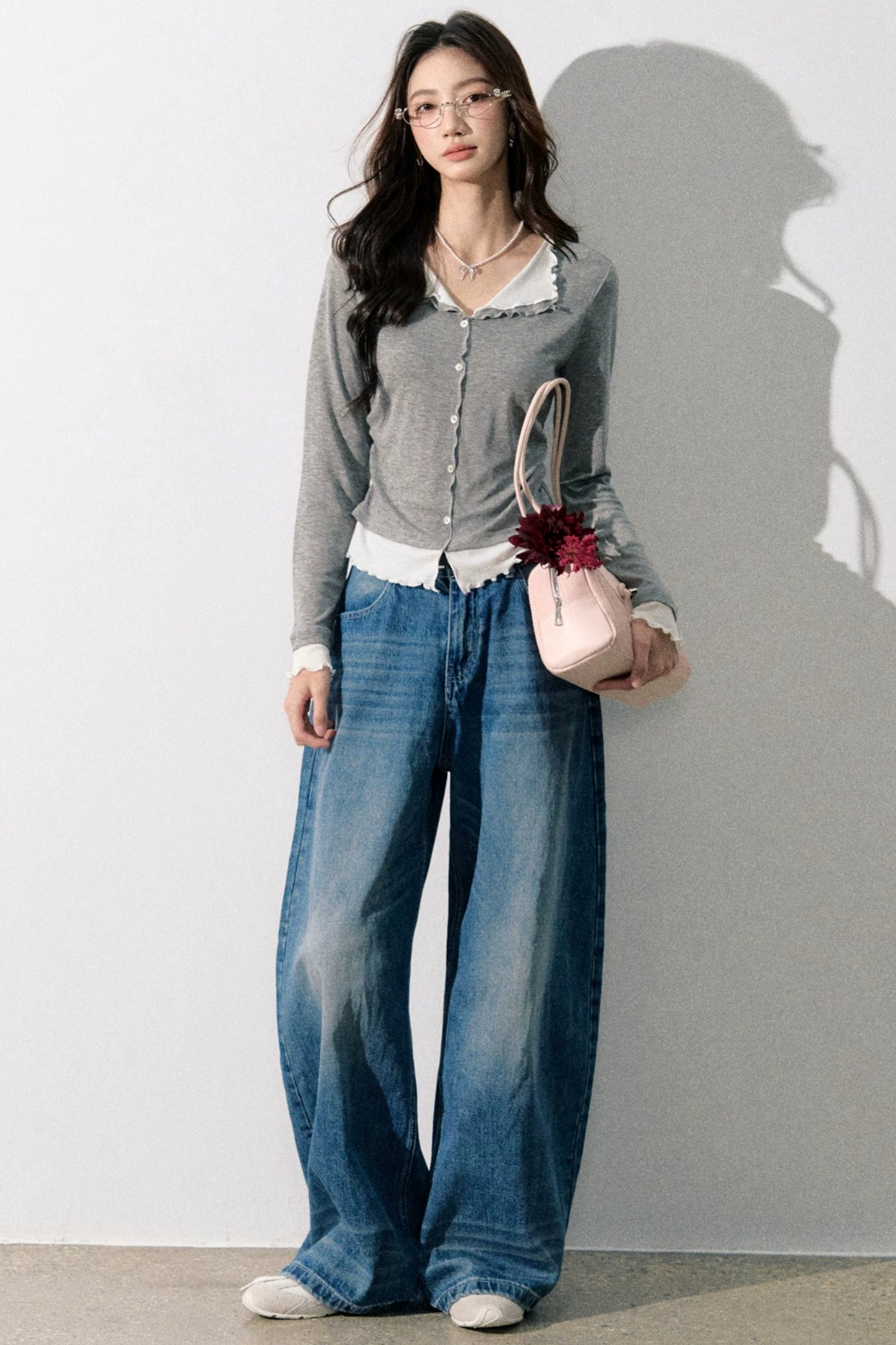 Miu-Style Collared Knit Sweater