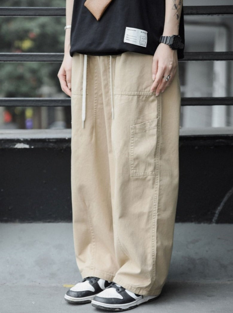 Loose strap straight tube tooling khaki casual pants