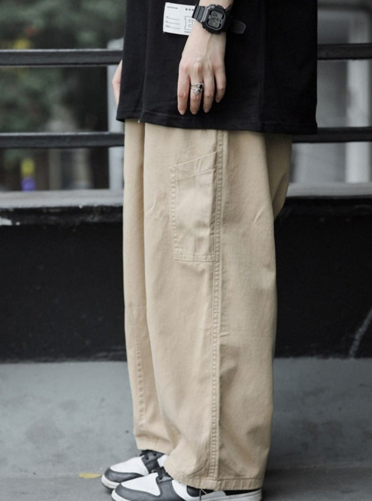 Loose strap straight tube tooling khaki casual pants