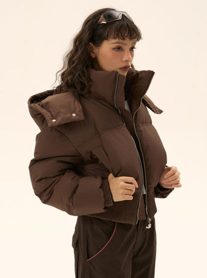 Removable hooded Maillard down jacket