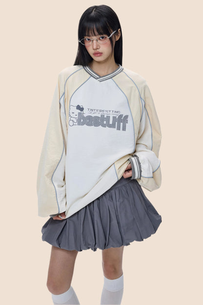 Monogram V-Neck Jersey Sweatshirt