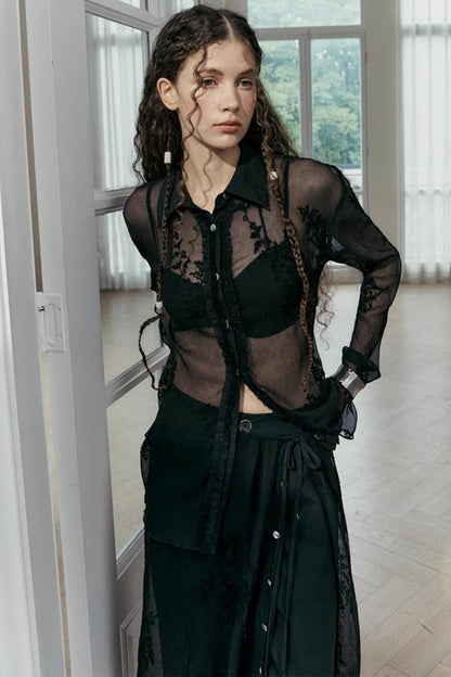 French Lace Long Sleeve Shirt