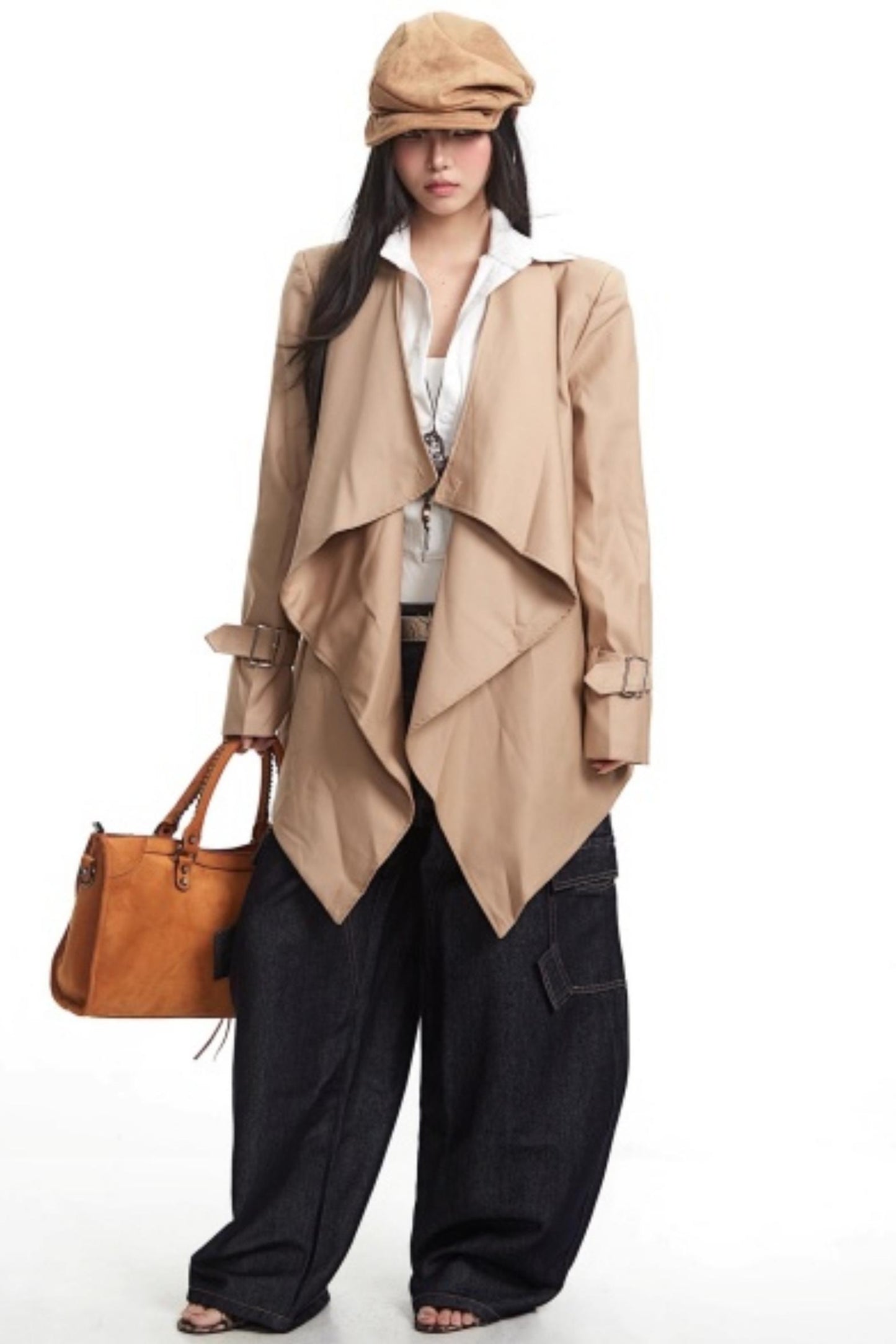 Retro Asymmetrical Khaki Jacket
