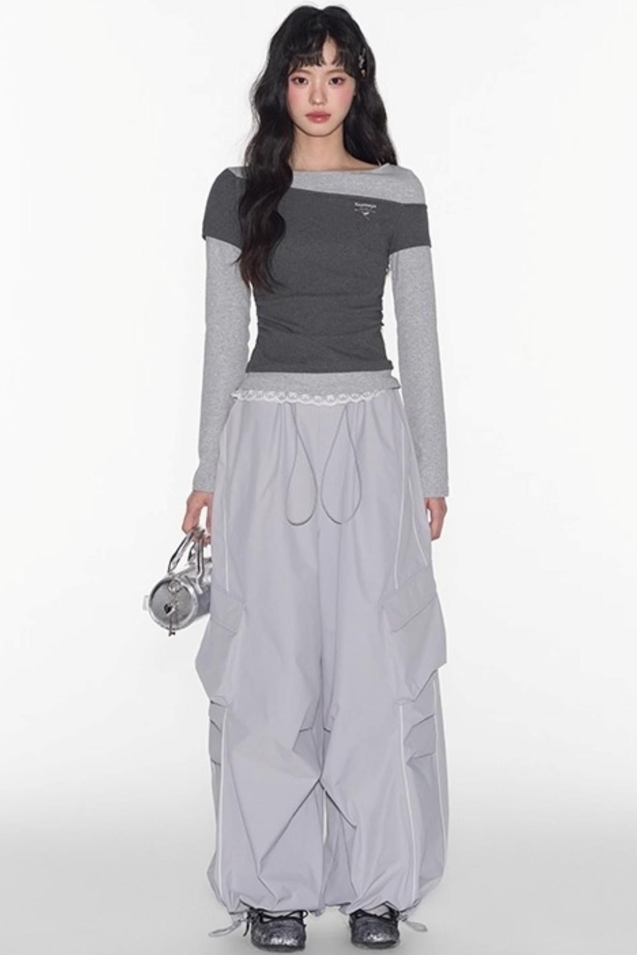 Slim Patchwork Long-sleeved Top