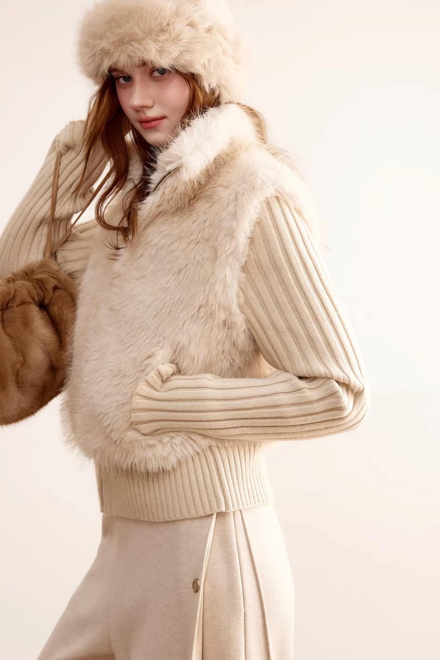 Detachable Sleeve Fur Coat