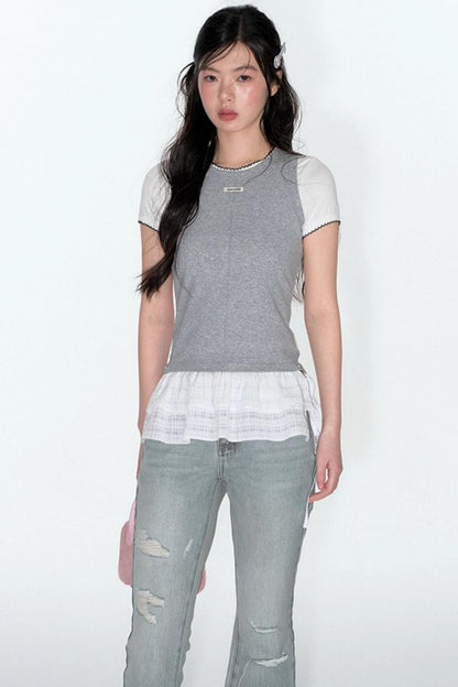 Detachable Lace Stitched Tank Top