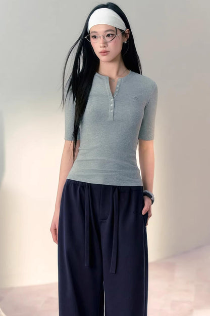 Versatile Slim-Fit Henley Top