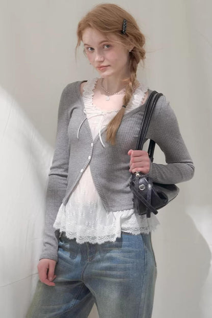 Flower Melody Lace Knit Cardigan