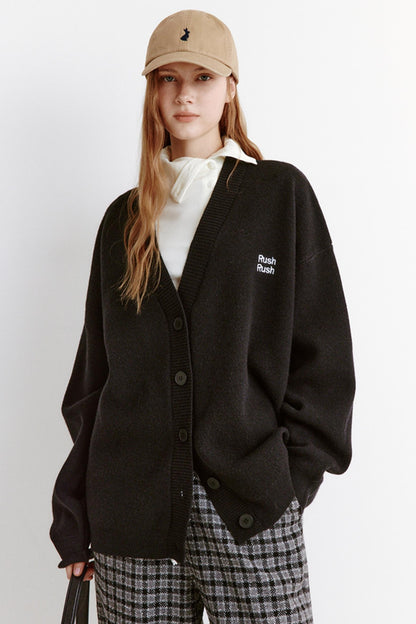 Color-Blocking Embroidered Knitted Cardigan