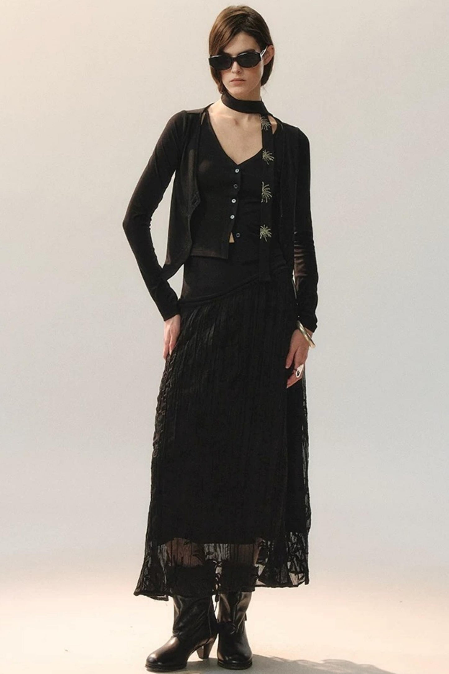 Maglietta in Maglia Ricamata a Strati
