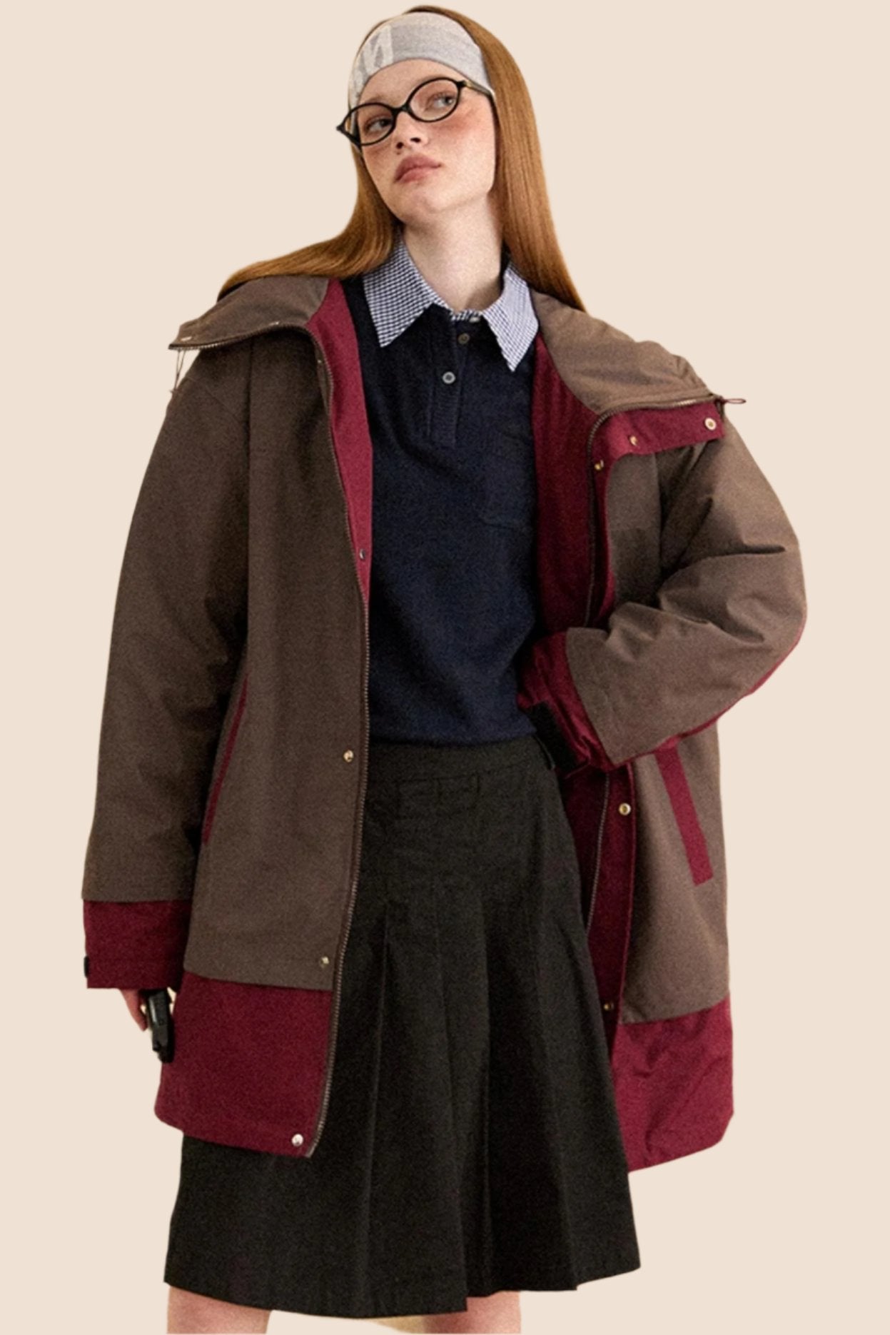 Retro Lapel Mid-Length Down Jacket