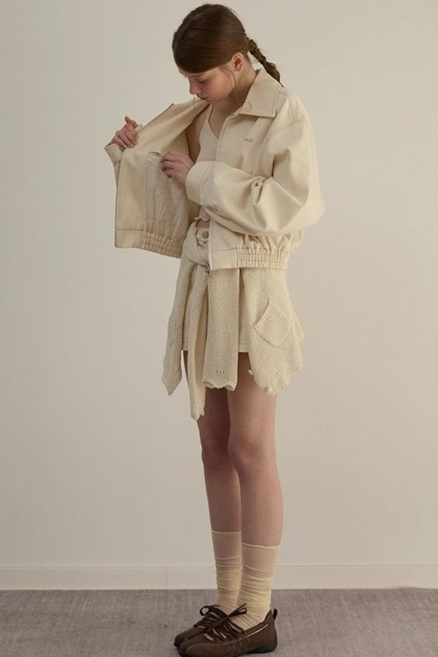 Embroidered A-line Duo Coat Skirt Set-Up