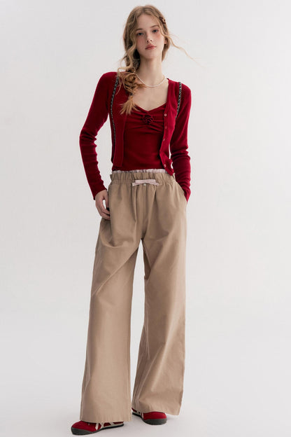 Autumn Contrast Wide-leg Slacks