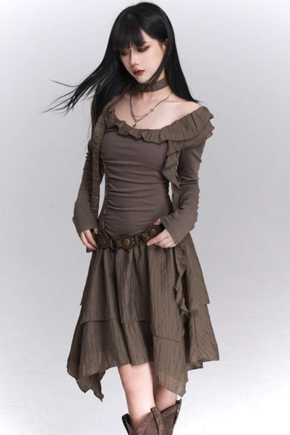 Cinched-Waist Autumn Dress