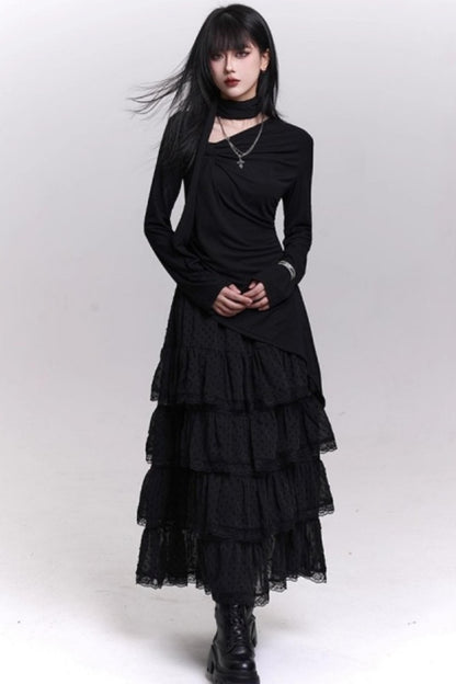 A-Line Chiffon Mesh Skirt