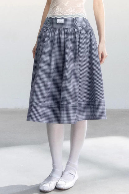 Lace-Up Top and Plaid Skirt Set-Up