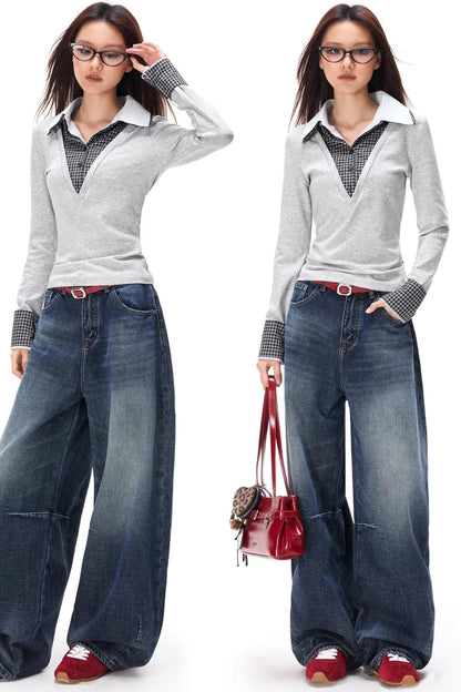 Retro Strick-Lagenlook-Top